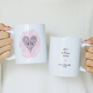 Taza De Café Tipografía rosa de corazón de mamá