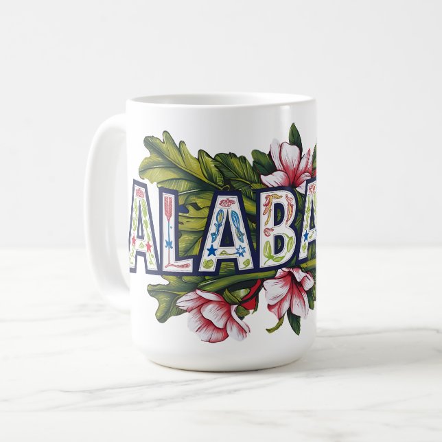 Taza De Café Tipografía rosada de Hibiscus Alabama (Anverso izquierdo)