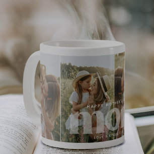 Taza De Café Tipografía Superpuesta de Mamá Adorable para 4 Fot