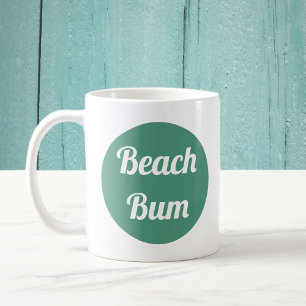 Taza De Café Tipografía Verde azulada y blanca de Guay Beach Bu