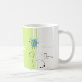 Taza De Café Tipografía verde de flor simple moderna
