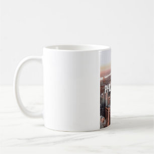Taza De Café Tipografía Vista Aérea del horizonte de Filadelfia