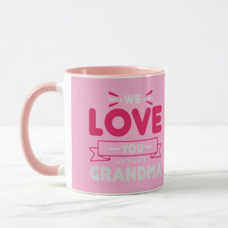 Taza de café tipográfica con pancarta de amor rosa