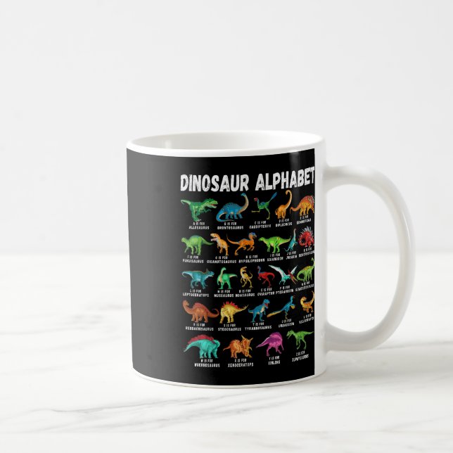 Taza De Café Tipos De Dinosaurios Alphabet A-z Abc Dino Identif (Derecha)