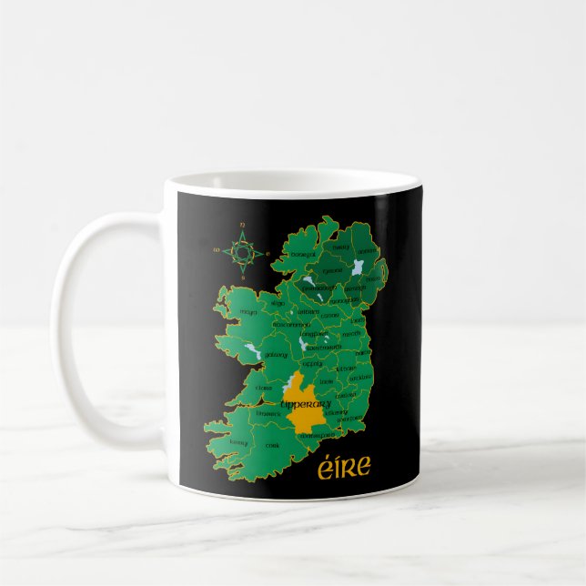 Taza De Café Tipperary Ireland County Map Eire Irish Travel (Izquierda)