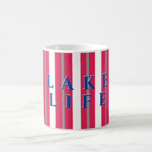 Taza De Café Tira blanca roja de la vida del lago