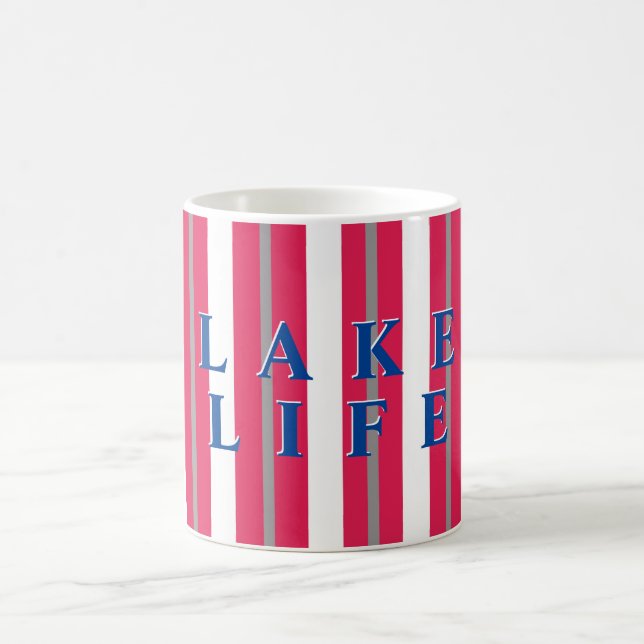 Taza De Café Tira blanca roja de la vida del lago (Centro)