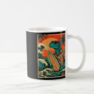 Taza De Café Tirannosaurus Retro Surfista Verano Hawaiano Dinos