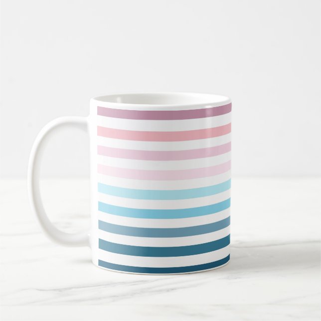 Taza De Café Tiras Azules Rosa Y Navy Café Mug (Izquierda)