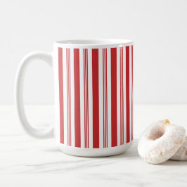 Taza De Café Tiras de caña de navidad, rojas, blancas