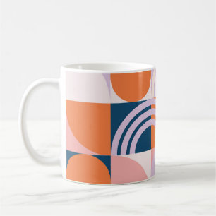 Taza De Café Tiras de Círculos de Mediano Siglo: Patrón Geométr