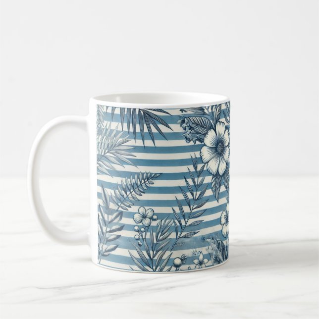 Taza De Café Tiras de flores Diseño Café Mug (Izquierda)