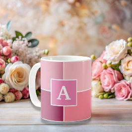 Taza De Café Tiras femeninas de color rosa amplio Monograma Caf