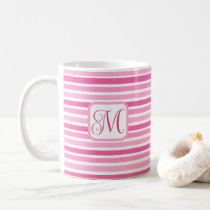 Taza De Café Tiras finas y finas de color rosa y blanco Añadir