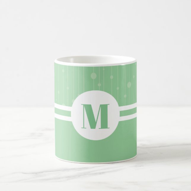 Taza De Café Tiras verdes de menta monograma letra pastel mínim (Centro)