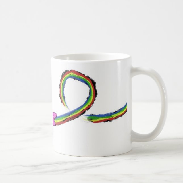 Taza De Café Tiro-para arriba del arco iris del tiburón (Derecha)