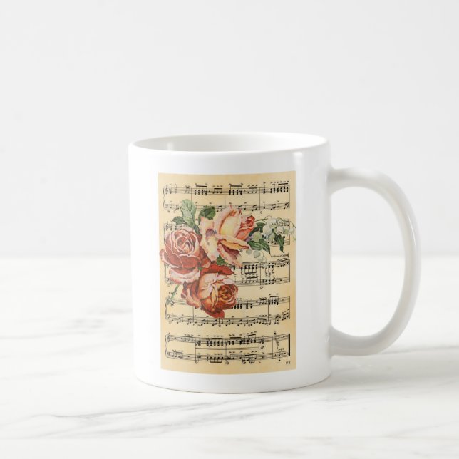 Taza De Café Tiro y música de Rosa de época (Derecha)