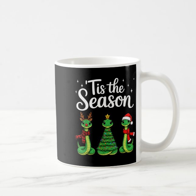 Taza De Café Tis The Season Green Snake Christmas Santa  (Derecha)