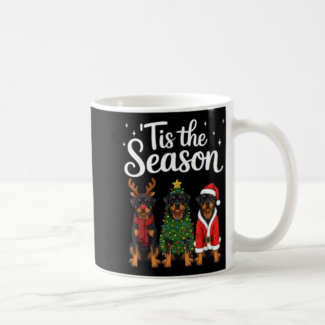 Taza De Café Tis The Season Rottweiler Christmas Santa Rottie D (Derecha)
