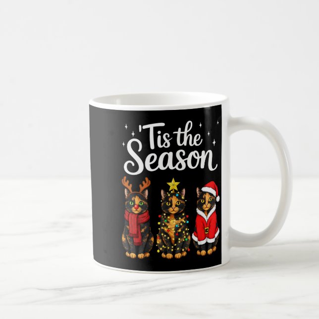 Taza De Café Tis The Season Tortoiseshell Cat Christmas Santa  (Derecha)