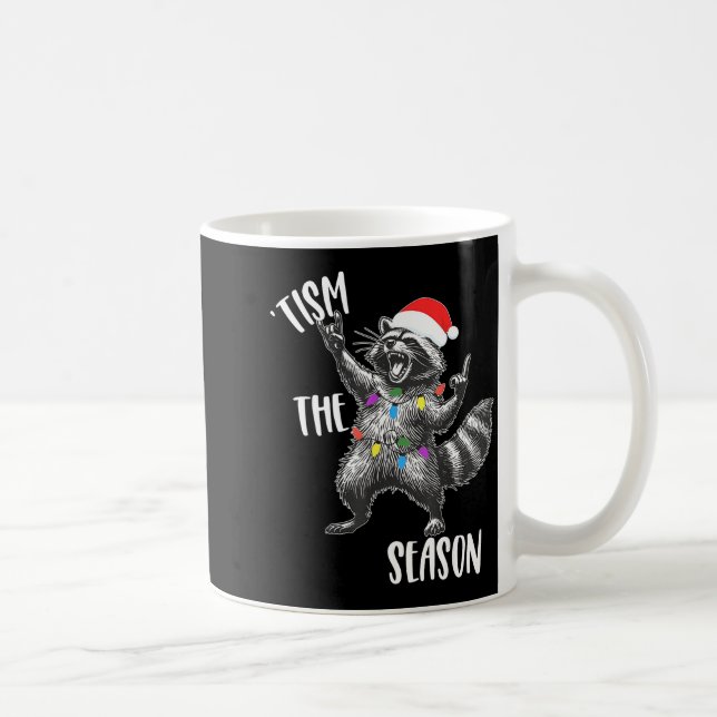 Taza De Café Tism The Season Raccoon Rock Santa Hat Autism Chri (Derecha)