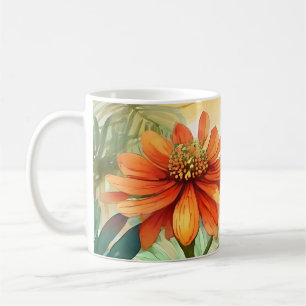 Taza De Café Titonia tropical exótica acuarela