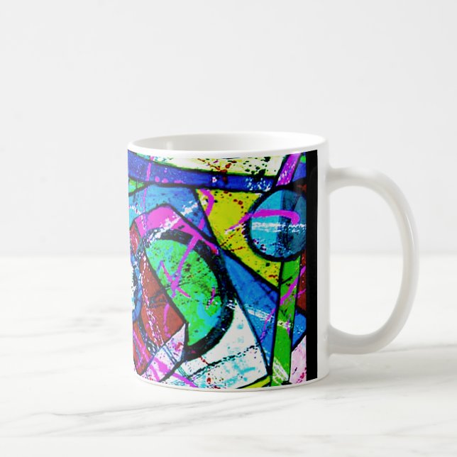 Taza De Café Título artístico abstracto: matiz verde-jugador (Derecha)