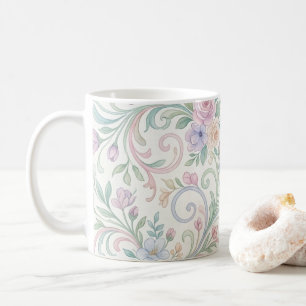 Taza De Café Título Fantasía de Pastel: Flora de Acuarela Pinta