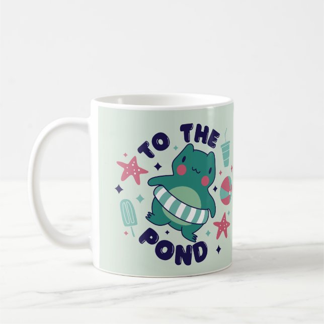 Taza De Café To the Pond Mug – Cute Frog Adventure Gift (Izquierda)