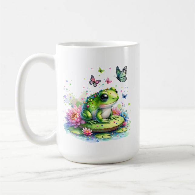 Taza De Café Toad caprichoso, flores y mariposas (Izquierda)