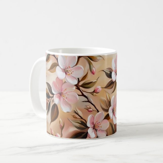 Taza De Café Toallas De Baño De Rama Floreciente (Anverso izquierdo)