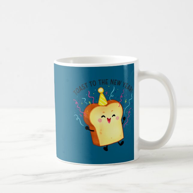Taza De Café Toast To The New Year Pun  (Derecha)