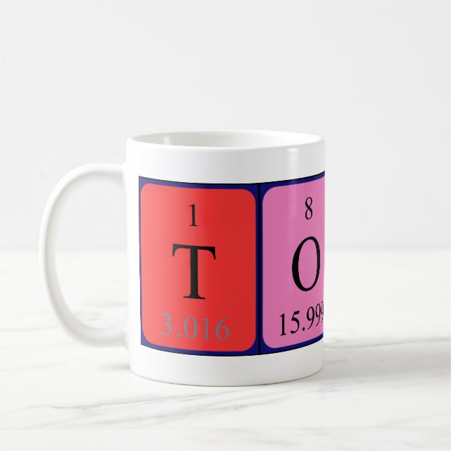 Taza De Café Tobias tabla periódica nombre mug (Izquierda)