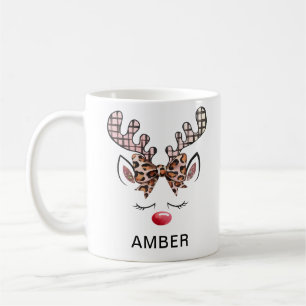 Taza De Café Tocado de estampado de leopardo con cuernos a cuad