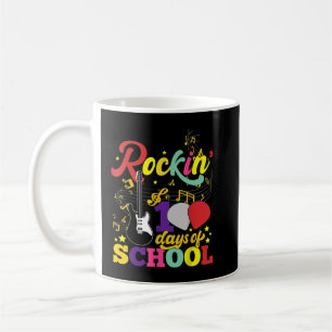 Taza De Café Tocando 100 Días de Escuela Guitarra Estudiante Mú