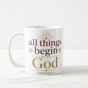 Taza De Café Todas las cosas comienzan con Dios Escritura Bíbli