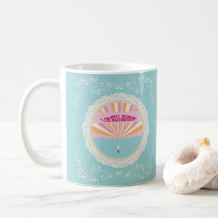Taza De Café Todavía estoy parado en el Blue CUP, arcoiris rosa