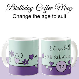 Taza De Café Todavía fabuloso con 70 nombres color púrpura verd