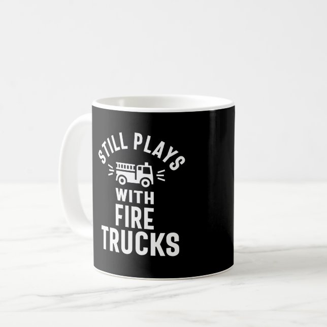Taza De Café Todavía Juega Con Camiones De Fuego (Anverso izquierdo)