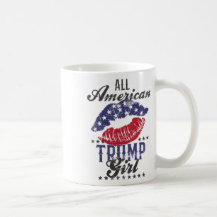 Taza De Café Todo el Chica norteamericano de Trump, la bandera