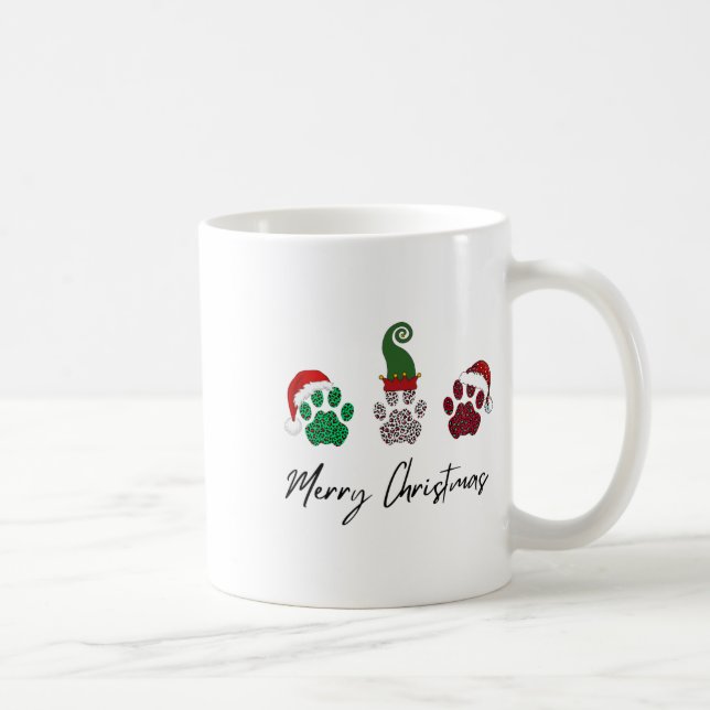 Taza De Café Todo el Greyhound italiano Merry Christmas Paw P (Derecha)