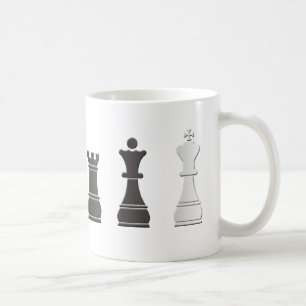Taza De Café Todo el un blanco negro, pedazos de ajedrez