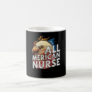 Taza De Café Todo Enfermera Americana Día 4 De Julio Águila Ban