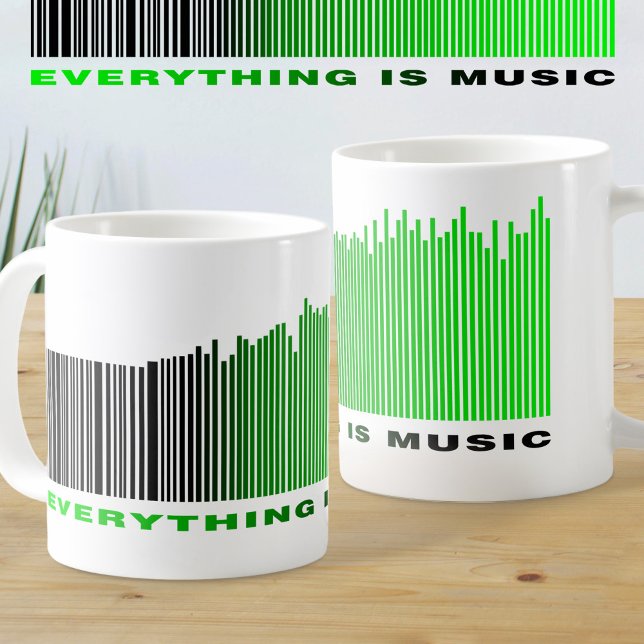 Taza De Café Todo es Música Texto Código de barras verde Reprod (Subido por el creador)