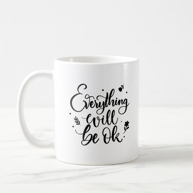 Taza De Café Todo Estará Bien, Cita Inspiradora (Izquierda)