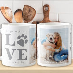 Taza De Café Todo lo que necesitas es amor y una foto de un Per<br><div class="desc">¡Todo lo que necesitas es amor y perro! Sorprende a tu amante favorito del perro con esta adorable foto de perro. Personaliza tu foto y nombre de perro favorito. Este Amor con un diseño de papel para perros será el favorito entre todos los amantes del perro, las madres de perro...</div>