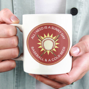 Taza De Café Todo lo que necesito es un día soleado, béisbol, c