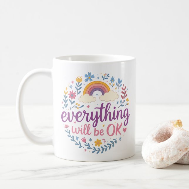 Taza De Café Todo saldrá bien (Con donut)