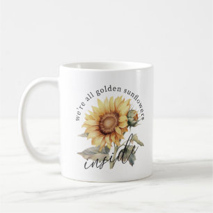 Taza De Café Todos somos girasoles dorados dentro del monograma