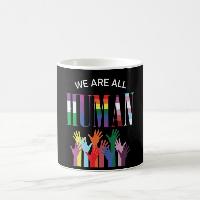 Taza De Café Todos Somos Humanos Coloridos Mug Manos (Centro)